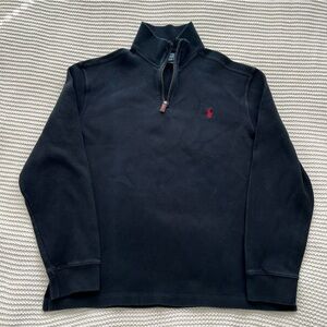 Polo Ralph Lauren Red Horse Black Quarter Zip Sweatshirt Size Large